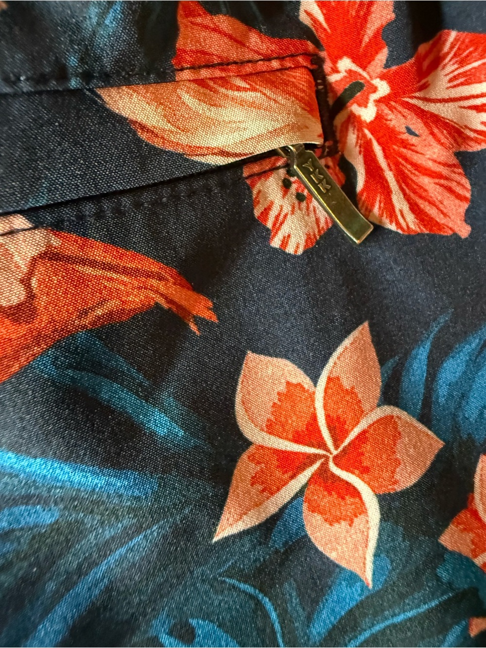 Caribbean flamingo floral swim trunks on navy background large - Picture 6 of 7